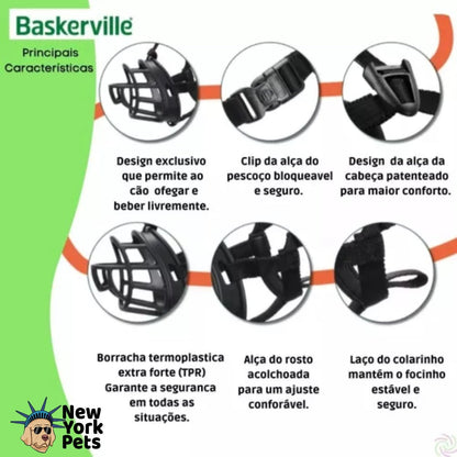 Focinheira Baskerville Preta Pequeno - Tamanho 2