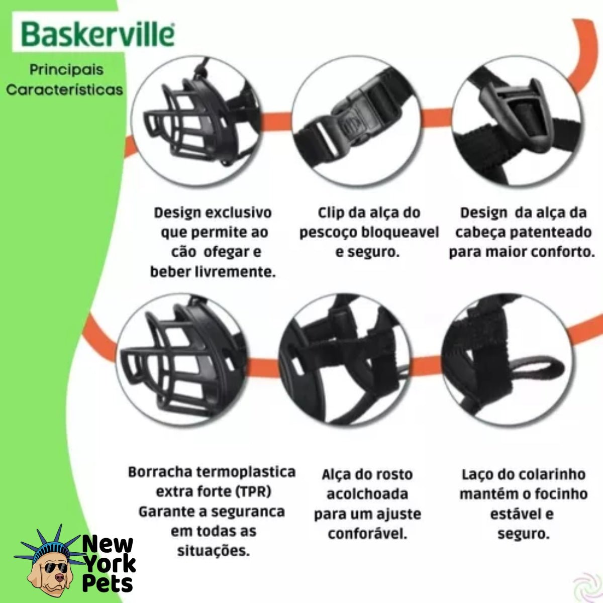 Focinheira Baskerville Preta XG -Tamanho 5