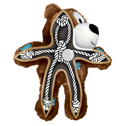 Kong Wild Knots Urso Brasil — Brinquedo de Pelúcia com Corda para Cães de Mordida Leve a Moderada